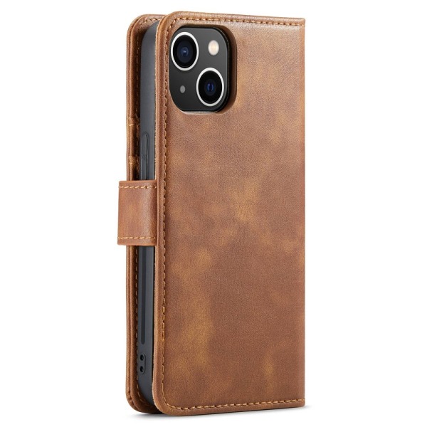 DG.MING 2-in-1 Magnet Plånbok iPhone 14 Plus Cognac