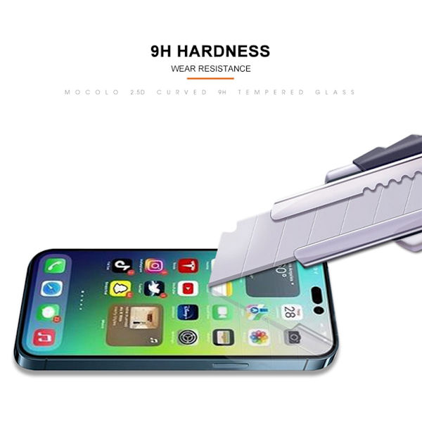 Mocolo Heltäckende Hærdet Glas Skærmbeskytter iPhone 14 Pro Max Sort