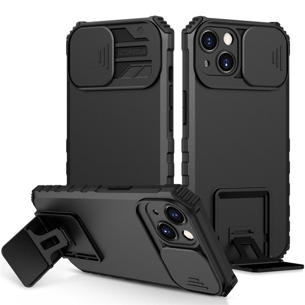Kickstand Cover iPhone 15 Plus Kamerabeskyttelse Sort