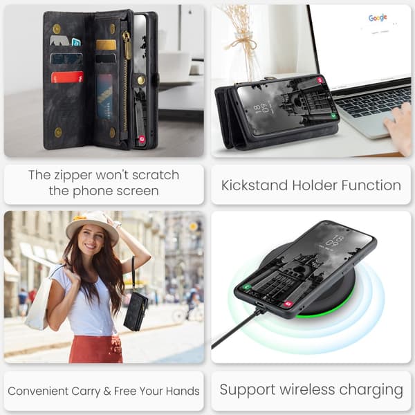 CaseMe Multi-Slot 2 i 1 Pungetui Galaxy S25 Plus Sort