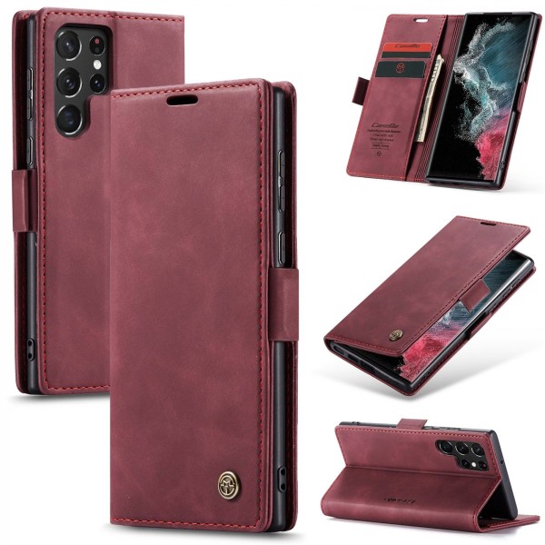 CaseMe Slim Plånboksfodral Samsung Galaxy S22 Ultra Röd