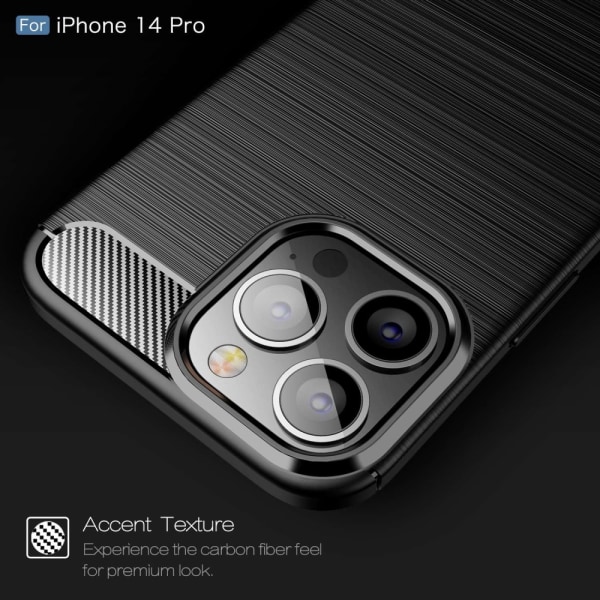 Kulstof stødsikker TPU cover til iPhone 14 Pro Sort