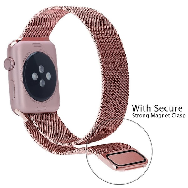 Milanese-lenkki Apple Watchille 42/44/45/49mm Vaaleanpunainen