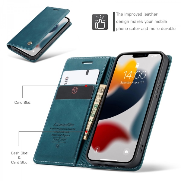 CaseMe Slim Plånboksfodral iPhone 13 Blå