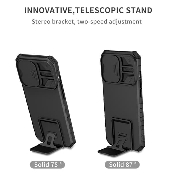 Kickstand Skal iPhone 14 Pro Kameraskydd Svart