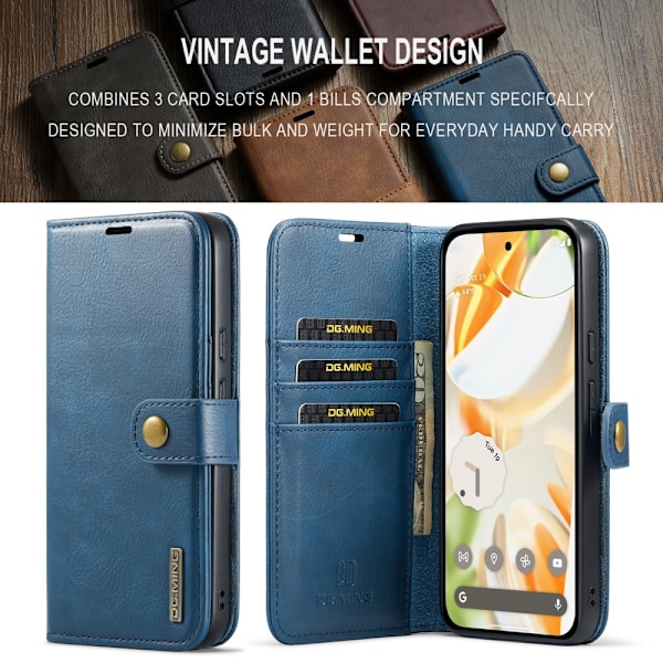 DG.MING 2-in-1 Magnet Wallet Google Pixel 9 Pro Blue
