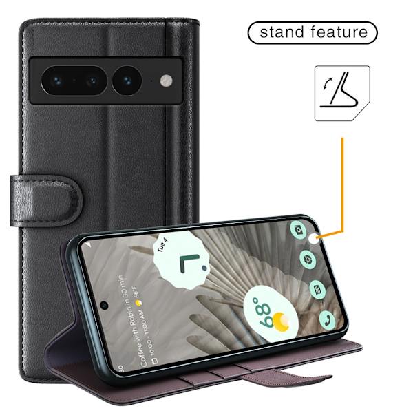 Aito nahkakotelo Google Pixel 7 Prolle, musta