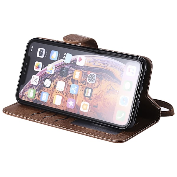 Magnet Leather Wallet iPhone XS Max Brun