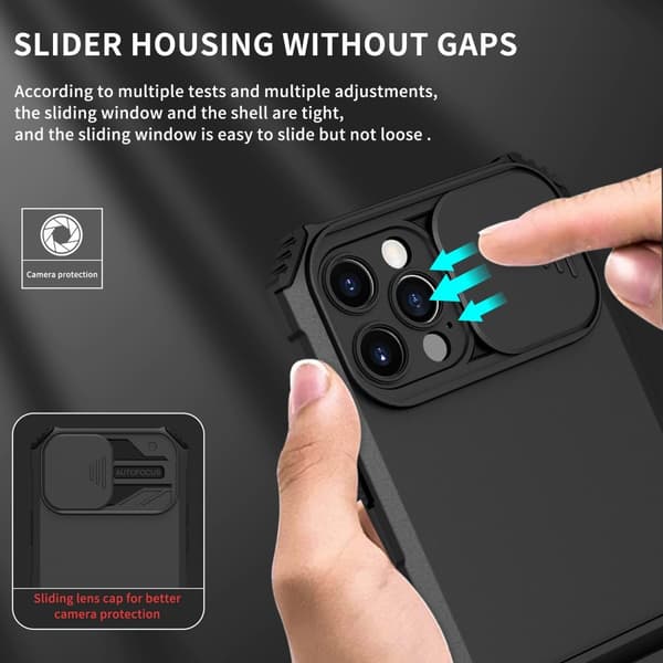 Kickstand Skal iPhone 15 Pro Max Kameraskydd Svart