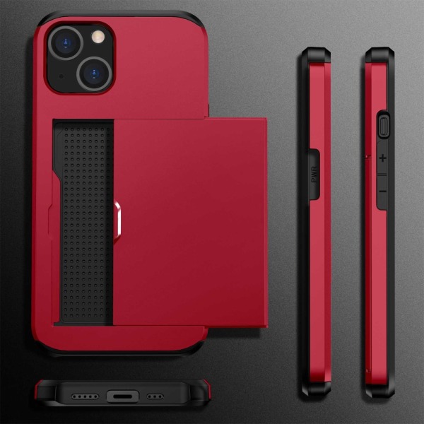 Etui med kortrum iPhone 14 Rød