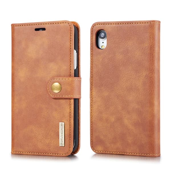DG.MING 2-in-1 Magnet Plånbok iPhone XR Cognac