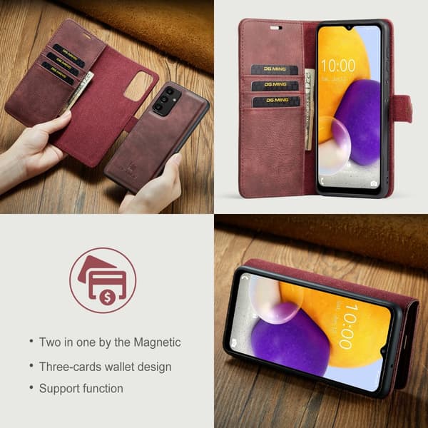 DG.MING 2-i-1 Magnetiskt Plånboksfodral Samsung Galaxy A13 Röd