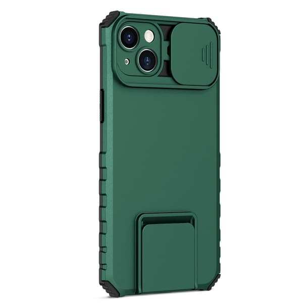 Kickstand Cover iPhone 14 Plus Kamerabeskyttelse Grøn
