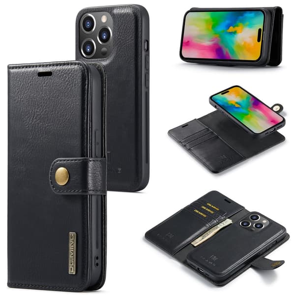 DG.MING 2-i-1 Magnetiskt Plånboksfodral iPhone 16 Pro Svart