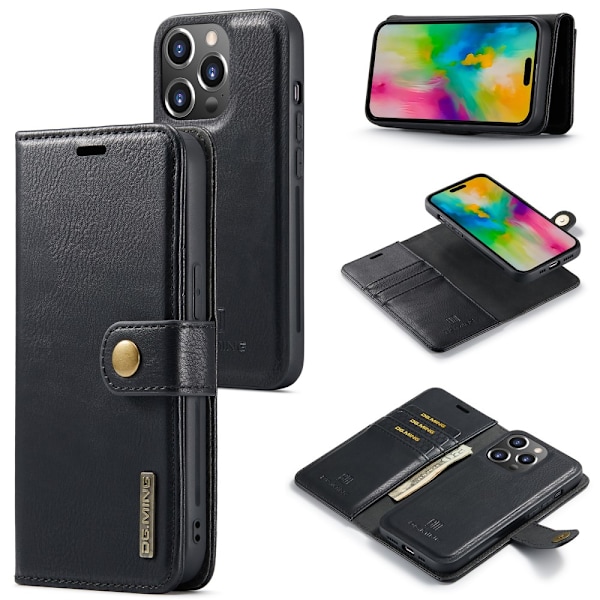 DG.MING 2-in-1 Magnet Wallet iPhone 16 Pro Musta