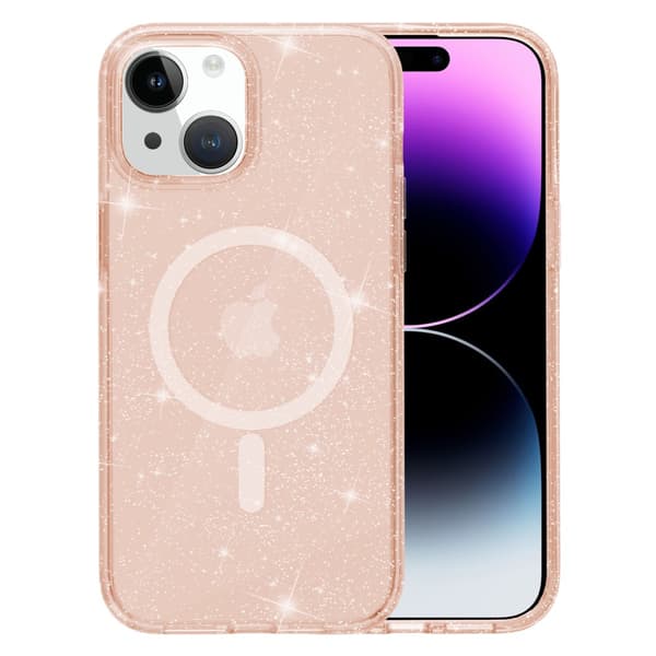 Glitter MagSafe Skal iPhone 15 Transparent Guld