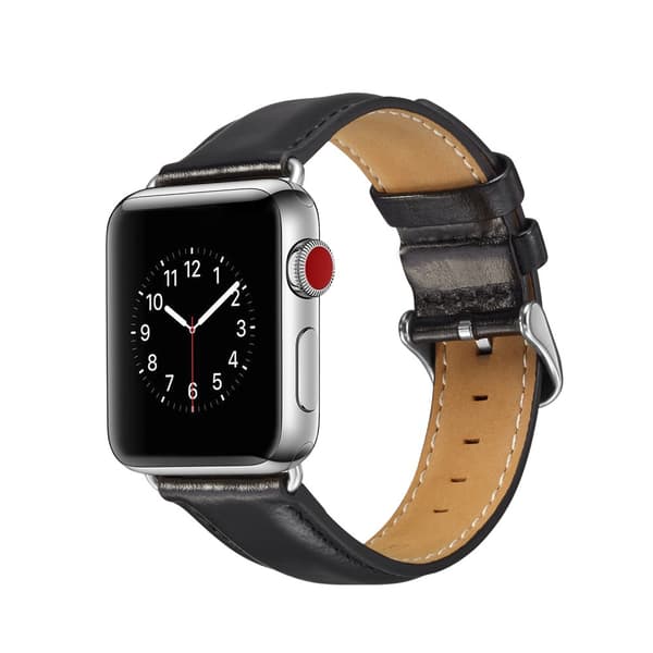 Premium læderrem til Apple Watch 45mm Series 9 sort