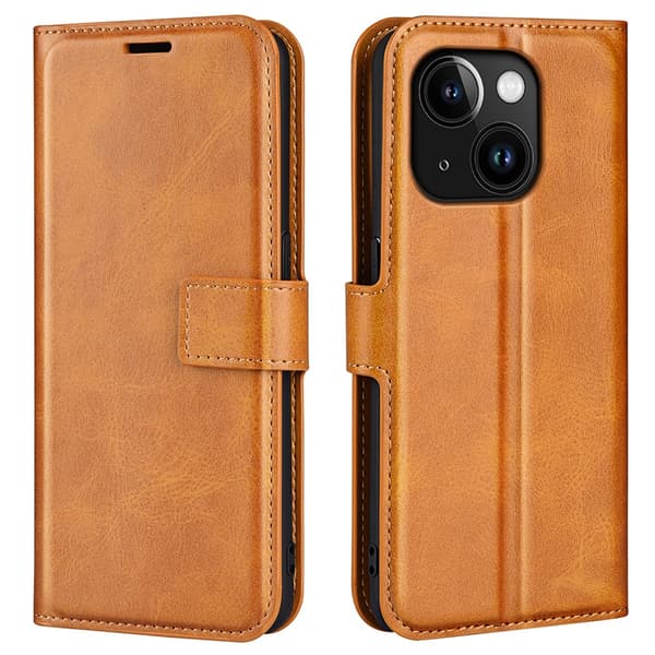 iPhone 15 Wallet Läder Cognac