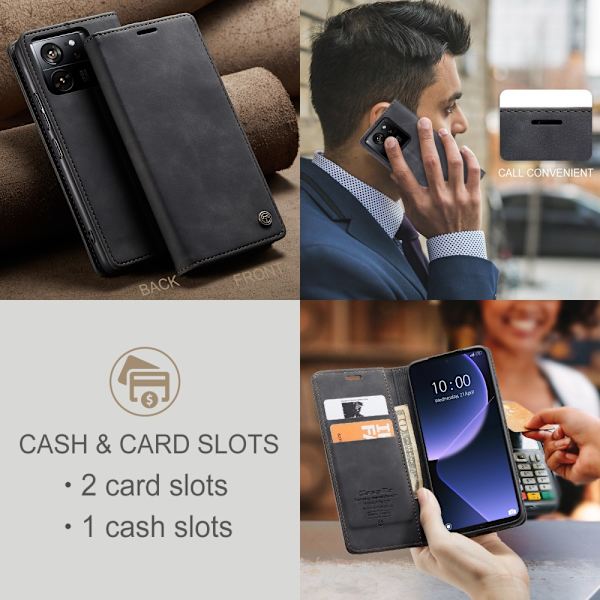 CaseMe Slim Lompakkokotelo Xiaomi 13T Musta