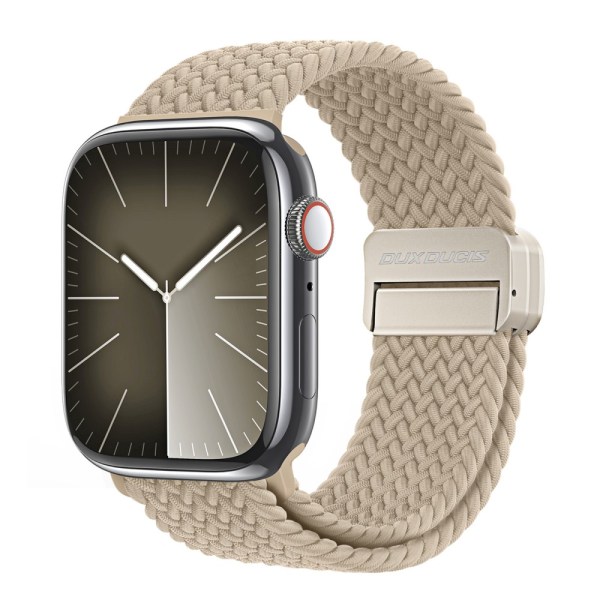 Dux Ducis elastisk nylonvävd rem Apple Watch 45mm Series 9 beige