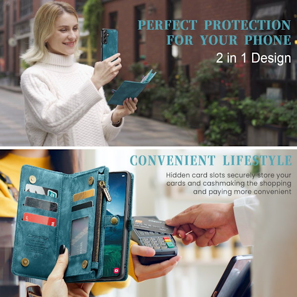 CaseMe Multi-Slot 2 i 1 Pengepungetui Galaxy S25 Blå