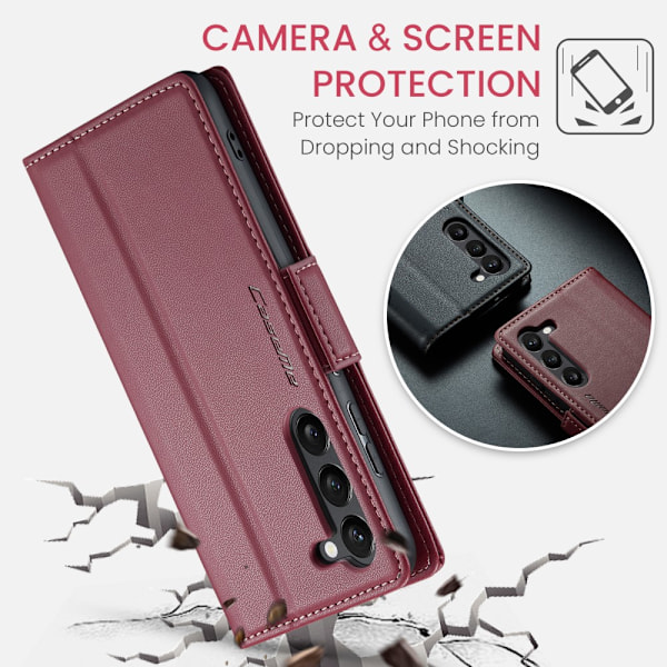 CaseMe Slim Wallet Case RFID-beskyttelse Samsung Galaxy S25 Rød