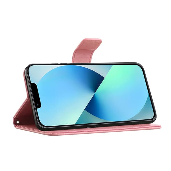Läderfodral Fjärilar iPhone 15 Pro Max Rosa