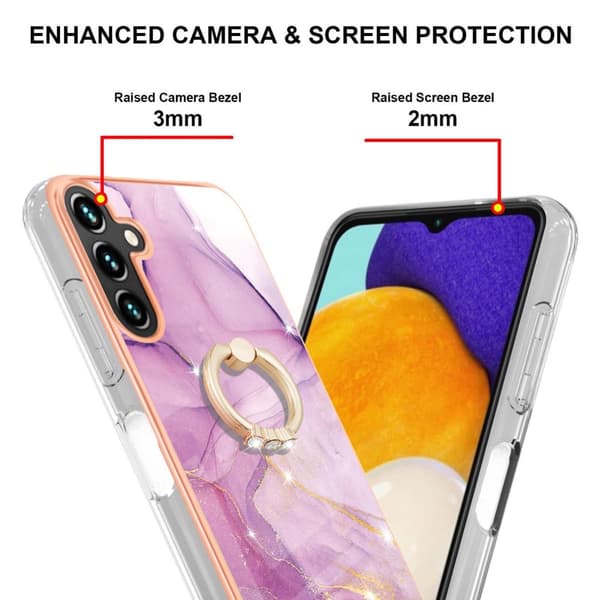 Etui med Ringholder til Samsung Galaxy A34 Rosa Marmor