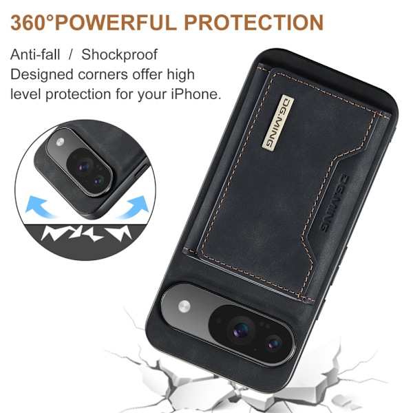 DG.MING Magnetic Card Slot Case Google Pixel 9 Black