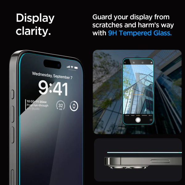 Spigen iPhone 15 Pro Screen Protector GLAS.tR EZ Fit 2-Pack