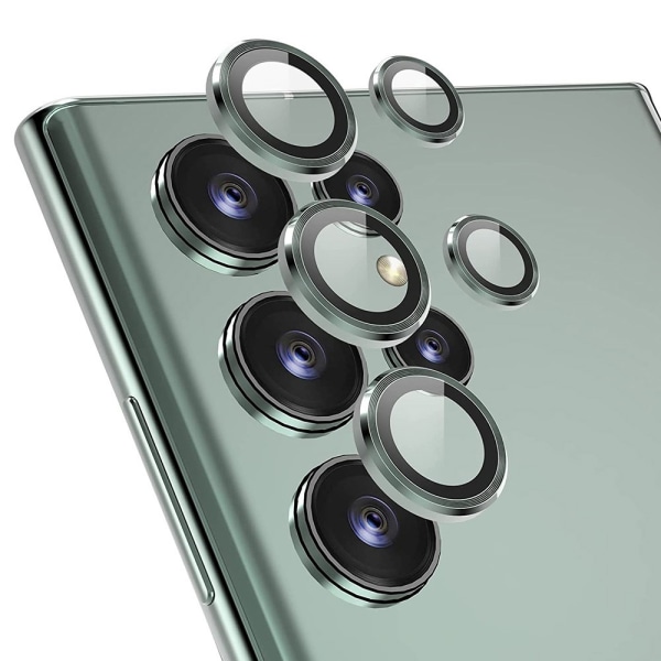 Hat Prince Lens Cover Samsung Galaxy S23 Ultra Hærdet Glas Grøn