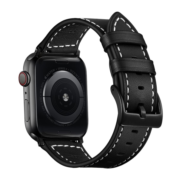 Klassiskt Läderarmband Apple Watch 42/44/45/49 mm Svart