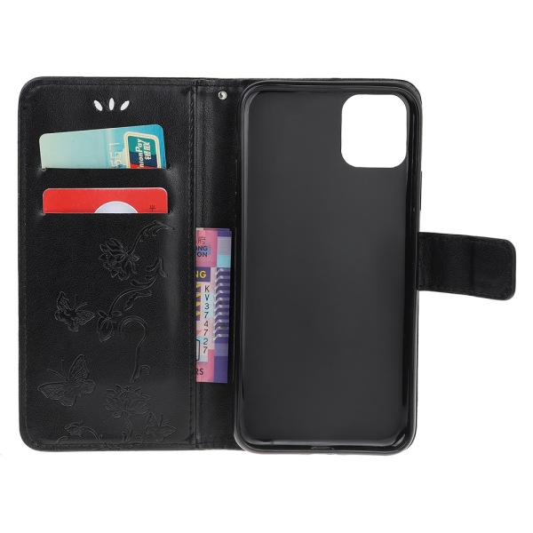 Læderetui Sommerfugle iPhone 13 Mini Sort