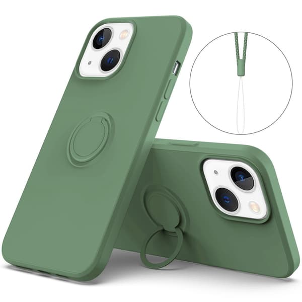 iPhone 14 Plus -kuori renkaalla, vihreä