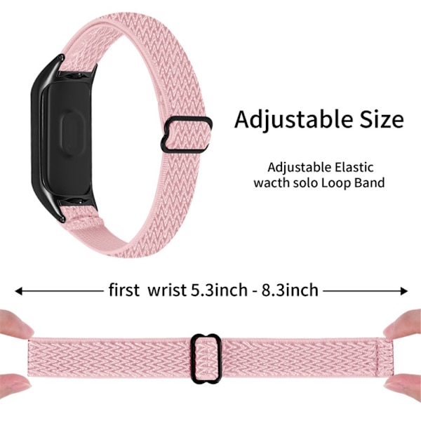 Flettet nylonrem til Xiaomi Mi Band 3/4 - Rosa