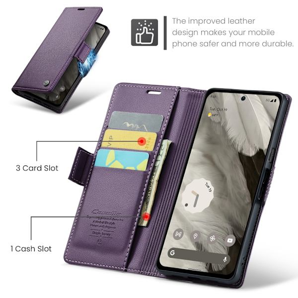 CaseMe Slim Plånboksfodral RFID-skydd Google Pixel 8 Lila