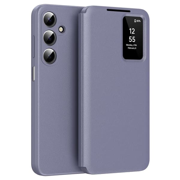 Læder Smart View Cover Samsung Galaxy A17 Lilla