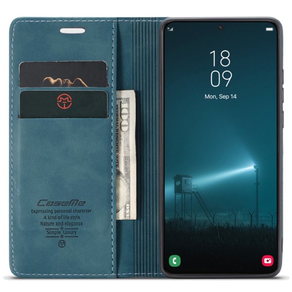 CaseMe Slim Plånboksfodral Samsung Galaxy S22 Blå
