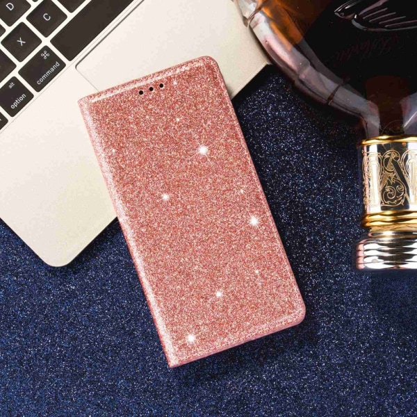 Glitter lompakkokotelo Samsung Galaxy A14 Rose Gold