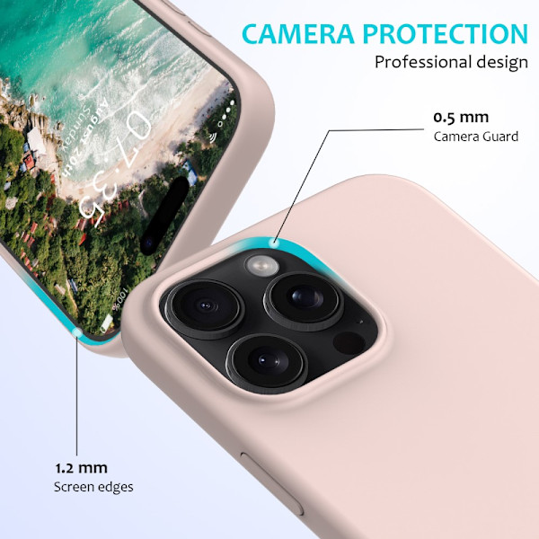 Silikonikuori iPhone 16 Prolle, vaaleanpunainen