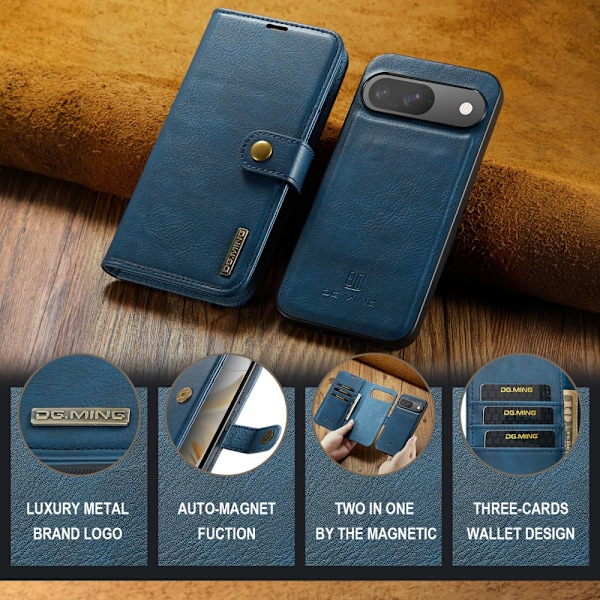 DG.MING 2-in-1 Magnet Wallet Google Pixel 9 Pro Blue
