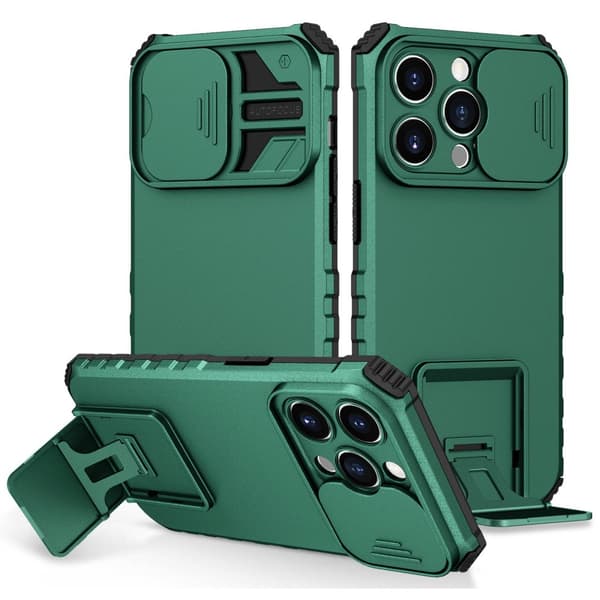 Kickstand Cover iPhone 14 Pro Kamerabeskyttelse Grøn