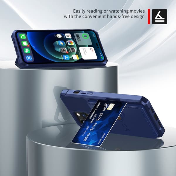 Monikäyttöinen lompakkokotelo iPhone 14 Pro Max - Sininen