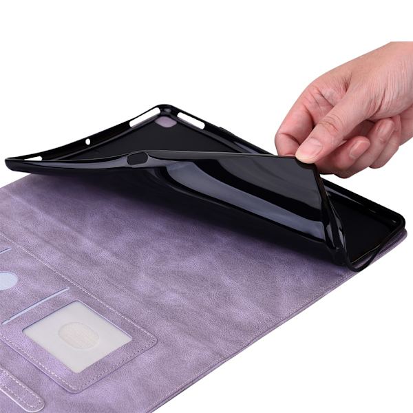 Samsung Galaxy Tab A9 Plus -nahkakotelo, perhoset, violetti