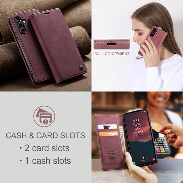 CaseMe Slim Lompakkokotelo Samsung Galaxy A54 Punainen