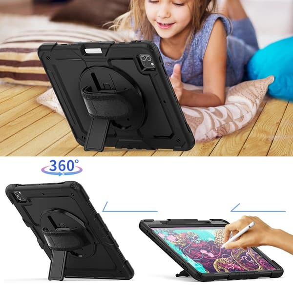 iPad Pro 12.9 4th Gen (2020) Stöttåligt Hybridskal Svart