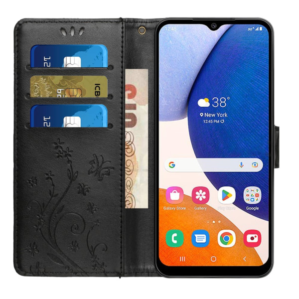 Läderfodral Fjärilar Samsung Galaxy A54 Svart