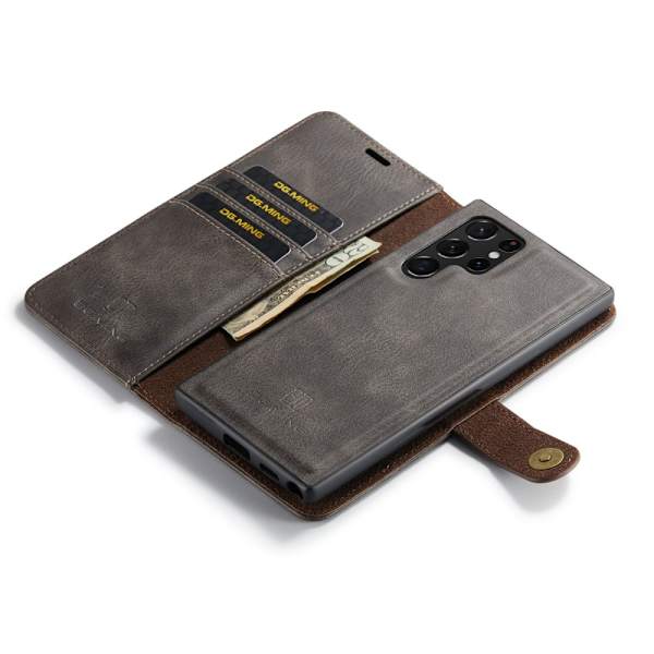 DG.MING 2-in-1 Magnet Wallet Samsung Galaxy S23 Ultra Brown