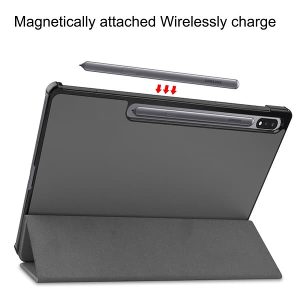 Samsung Galaxy Tab S7 Plus/S8 Plus 12.4 Fodral Tri-fold Grå