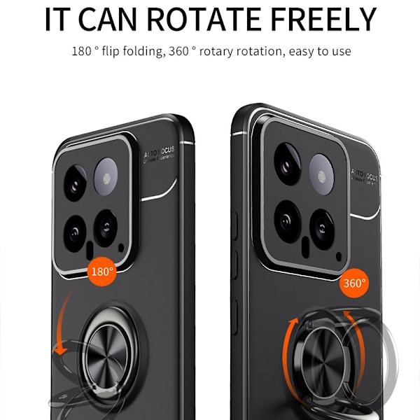Etui med Ringholder til Xiaomi 14 Pro Sort